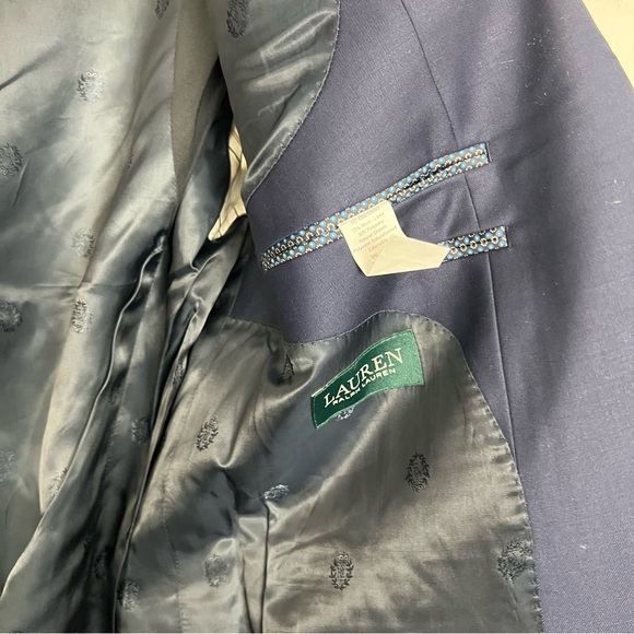 Lauren Ralph Lauren Wool Blend Navy Suit Jacket 48R Pants 44x30 Men's - Picture 7 of 9